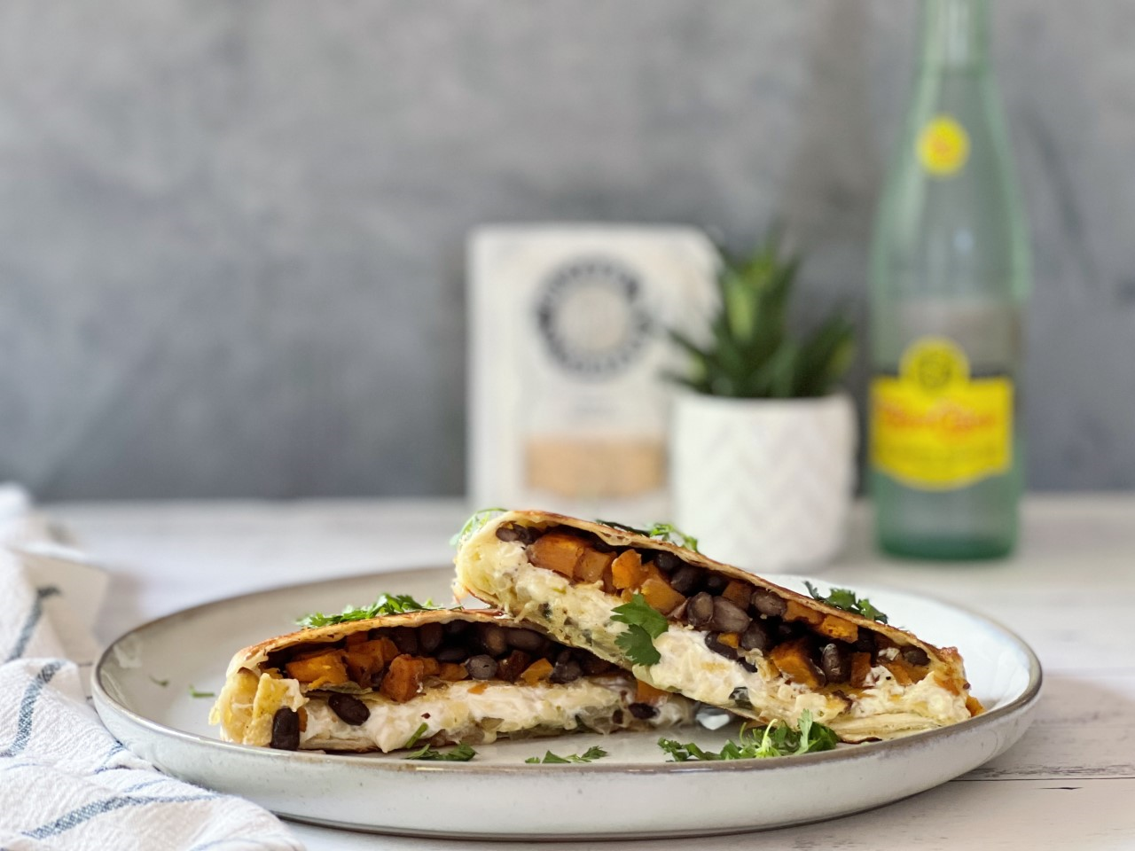 Honey Chipotle Sweet Potato & Black Bean Crunchwrap 