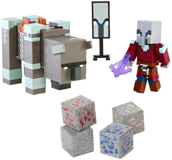 Minecraft Dungeons Ravager & Raid Captain Buildable Action Figure Set, 8 Pieces