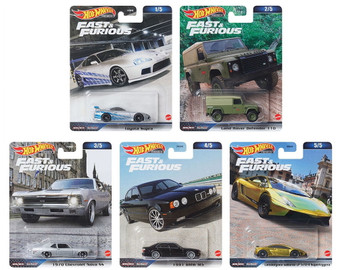 Hot Wheels 2023 Fast & Furious Premium 5‑Pack (HNW46‑956D) | Toyota Supra, Land Rover Defender, Chevy Nova SS, BMW M5 & Lamborghini Gallardo | 1:64 Die‑Cast Movies Set