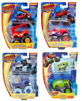 Fisher-Price Nickelodeon Blaze & The Monster Machines Blaze Set of 4 Diecast Vehicles with Blaze Pickle Crusher