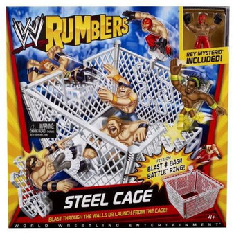 WWE Rumblers Mini Steel Cage Ring Acton Figure Play Set