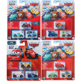 Disney Pixar Cars Mini Racers, Metal Die-Cast Vehicles, 3-Packs, Set of 4, Ages 3+ GKG01-964D Disney Pixar Cars Mini Racers, Metal Die-Cast Vehicles, 3-Packs, Set of 4, Ages 3+ GKG01-964D