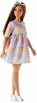 Barbie Fashionistas Doll, Curvy Body Type Wearing Tie Dye Dress