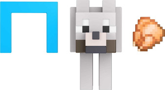 Minecraft Wolf Action Figure, 3.25-in, with 1 Build-a-Portal Piece & 1 Accessory