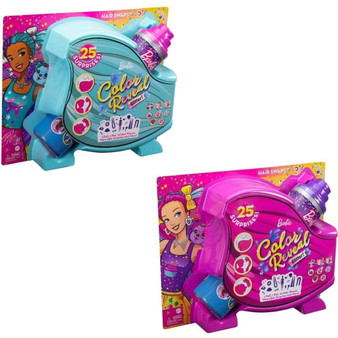 Barbie Color Reveal Glitter! Hair Swaps Dolls Bundle Glittery Purple and Pink with 25 Surprises Each Pack of 2
