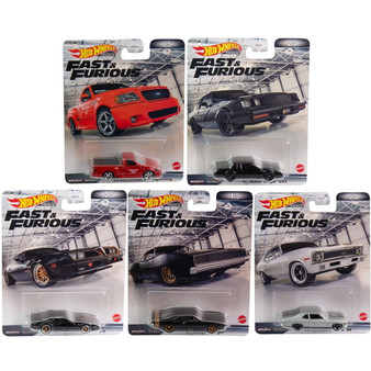 Hot Wheels Retro Entertainment 2022 Fast & Furious Premium Set of 5, 1/64 Diecast Model Cars