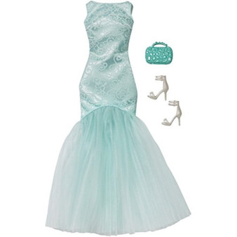Barbie Complete Looks Fashion Mint Mermaid Green Dress with Shoes & Handbag