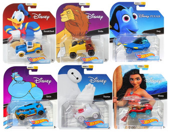 Hot Wheels Disney Pixar Character Cars 1/64 Collectible Die-Cast Toy Cars, Set of 6