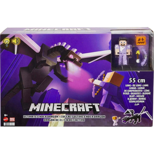 Minecraft Ultimate Ender Dragon Figure 20 in with Color Change Steve Figure GYR76-9564 from Pappystoyshop.com