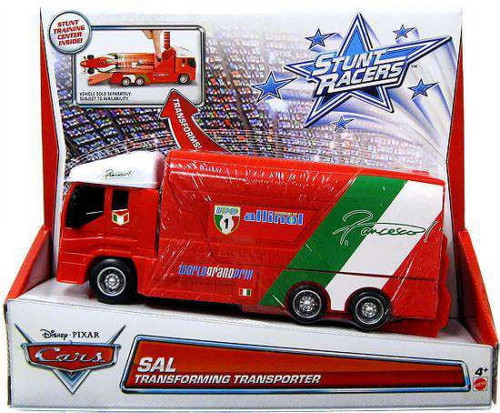 Disney Pixar Cars Stunt Racers Sal Transforming Transporter Y1322 from Pappystoyshop.com