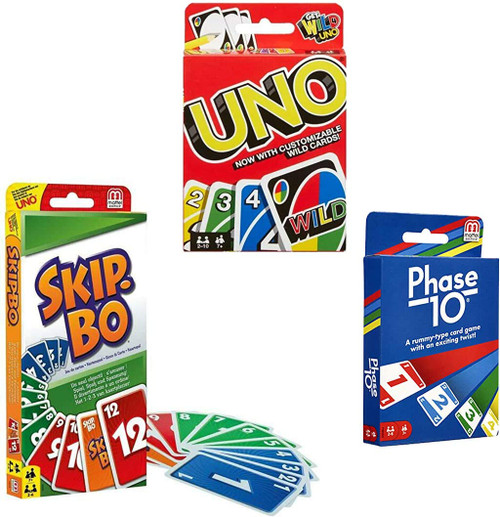 Mattel Games Card Game Set with Skip Bo Uno & Phase 10