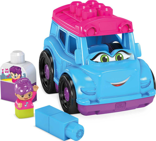 Mega Bloks First Builders Tina Tour Bus with Big Building Blocks for Toddlers 6 Pieces
