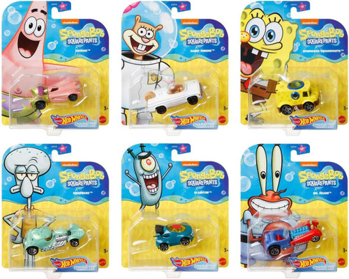 Hot Wheels Spongebob Squarepants Character Cars Bundle of 6 SB-CC-SD-6pk from Pappystoyshop.com