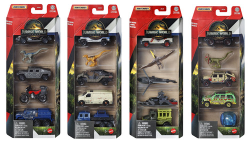 Jurassic World Matchbox Dinosaur Vehicles 5 Packs Bundle of 4 JGL60-956B