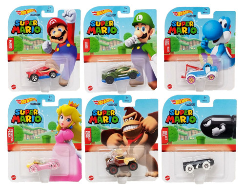 Hot Wheels Super Mario Character Cars Collection Bundle of 6 HDL63 from Pappystoyshop.com