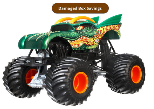 Hot Wheels Monster Trucks 1:24 Scale Dragon Vehicle DAMAGED PACKAGING CGD65 from Pappystoyshop.com