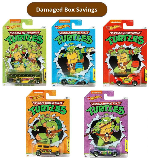 Hot Wheels Teenage Mutant Ninja Turtles TMNT Bundle of 5 DAMAGED PACKAGING GDG83 from Pappystoyshop.com