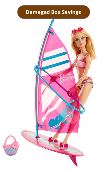Barbie Let's Go Windsurf! Doll and Windsurfer Set DAMAGED PACKAGING CCV23 from Pappystoyshop.com