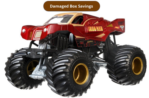 Hot Wheels Monster Trucks Iron Man 1:24 Scale 2017 DAMAGED PACKAGING CHV11 from Pappystoyshop.com