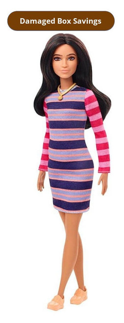 Barbie Fashionistas Doll 147 Striped Dress Orange Shoes DAMAGED PACKAGING GHW61 from Pappystoyshop.com