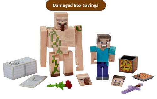 Minecraft Comic Maker Steve and Iron Golem 2-Pack DAMAGED PACKAGING GCP33 from Pappystoyshop.com
