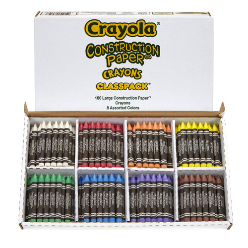 Crayola Construction Paper Crayon Classpack 8 Colors Pack of 160 Assorted 52-8059 from Pappystoyshop.com