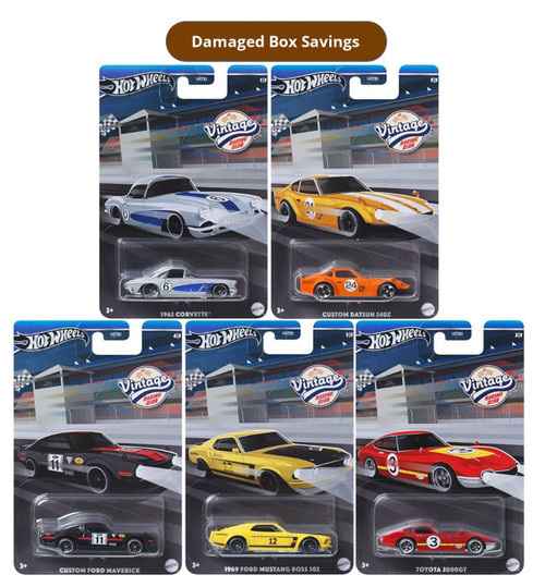 Hot Wheels 2024 Vintage Racing Club Complete 5 Car Bundle DAMAGED PACKAGING HRT81 from Pappystoyshop.com