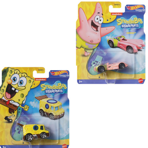 Hot Wheels Character Cars Spongebob Squarepants & Patrick Bundle of 2 HXC70-HXC76 from Pappystoyshop.com