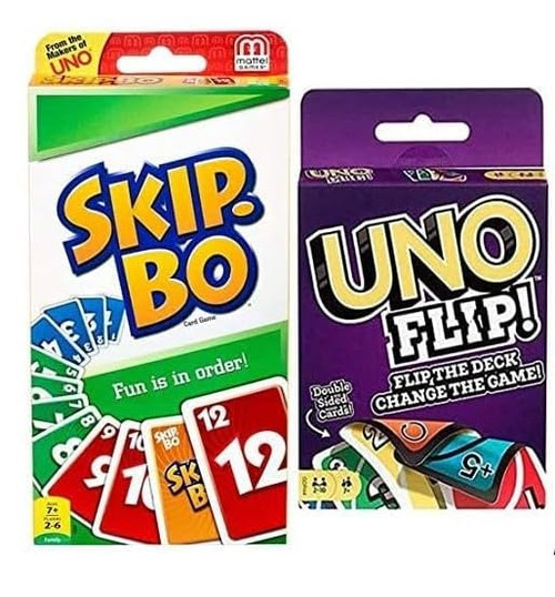 Uno Flip and Skip Bo Bundle of 2 Combo Card Games GDG37-42050 from Pappystoyshop.com