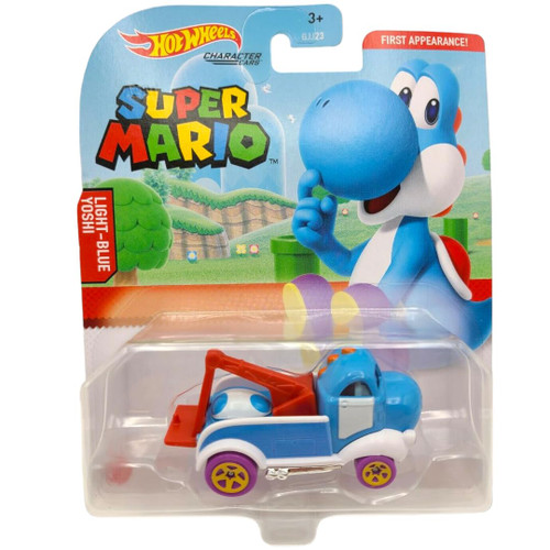 Hot Wheels Super Mario Light Blue Yoshi Character Cars GRM39 from Pappystoyshop.com