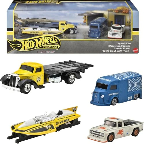 Hot Wheels Premium Collector Set 4 Die-Cast Cars Hydroplane Citroen Toyota HRT51 from Pappystoyshop.com