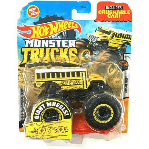 Hot Wheels Monster Trucks Too S'cool 1:64 With Crushable Car