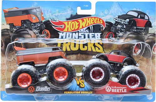 Hot Wheels Monster Trucks Demolition Doubles Drag Bus Vs Volkswagen Beetle FYJ64 from Pappystoyshop.com
