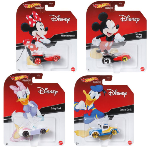 Hot Wheels Disney Character Cars Mickey & Minnie Mouse Donald & Daisy Duck HKV23 from Pappystoyshop.com
