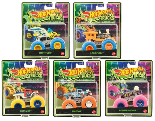 Hot Wheels Monster Trucks Glow in The Dark 5 Truck Collection JFX08-979B