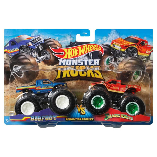 Hot Wheels Monster Trucks Demolition Doubles Bigfoot Vs Snake Bite GTJ51 from Pappystoyshop.com