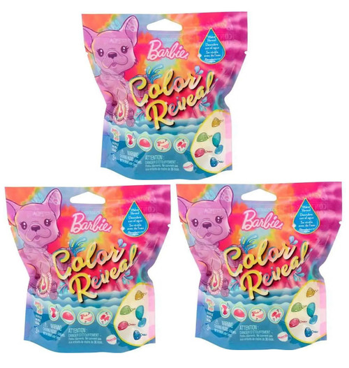 Barbie Color Reveal Pets with Fluorescent Neon Tie-Dye Series (Bundle of 3)