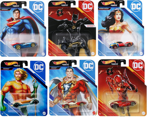 Hot Wheels DC Super Heroes Character Cars Complete 6 Car Bundle HHB74-956J HHB74-956J from Pappystoyshop.com