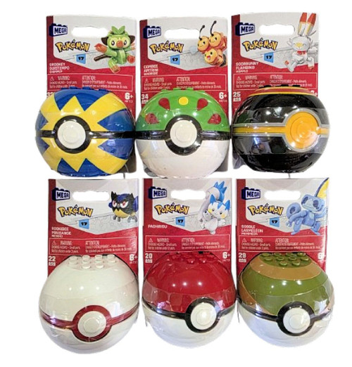 MEGA Pokémon Poke Ball Figures Building Set of 6 Series 17