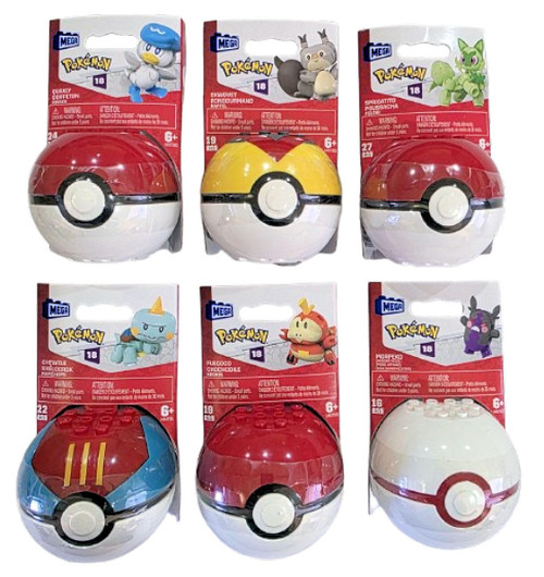 MEGA Pokémon Building Set Poke Ball Figures 6 Pack Series 18