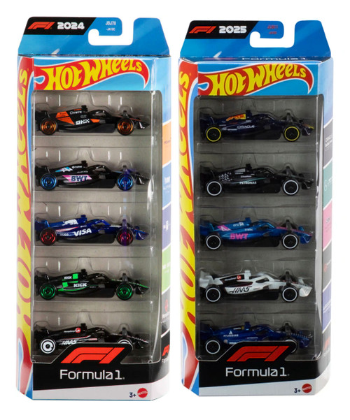 Hot Wheels Formula 1 Die-Cast Cars Bundle of 2 x 5-Pack 2024 and 2025 JGF58-JKG12 from Pappystoyshop.com