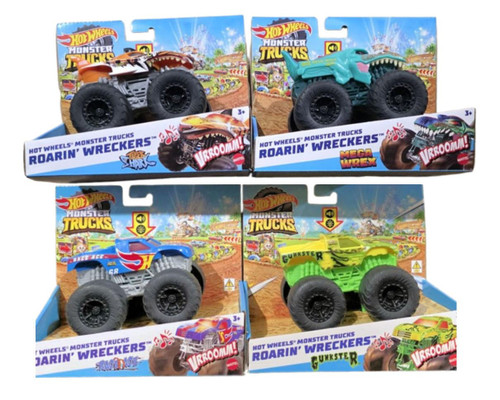Hot Wheels Monster Trucks Roarin' Wreckers 4-Pack Bundle HDX60-956K HDX60-956K from Pappystoyshop.com