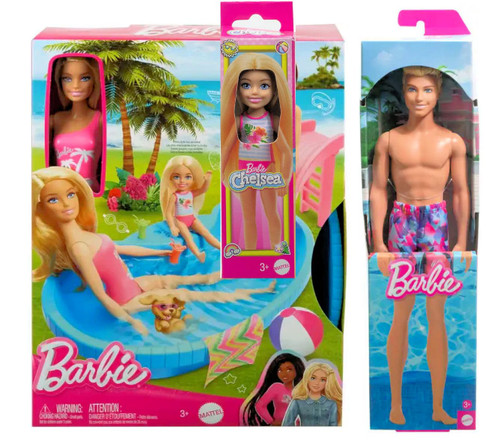 Barbie Pool Party Playset Bundle with Ken Chelsea and Accessories from Pappystoyshop.com