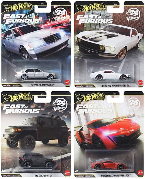 Hot Wheels Premium Fast & Furious 25th Anniversary Set of 4