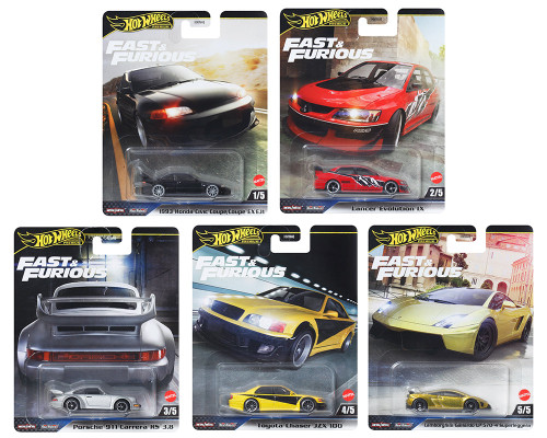 Hot Wheels Premium Fast & Furious Die-Cast Cars Bundle of 5 HNW46-956M HNW46-956M from Pappystoyshop.com