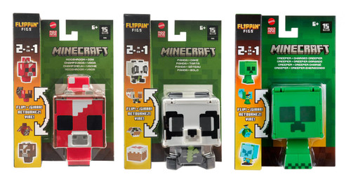 Minecraft Flippin' Figs 2-in-1 Action Figures Bundle of 3 HTL43-956B