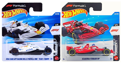 Hot Wheels Formula 1 Short Card Scuderia Ferrari HP & Visa Cash App Racing Bulls
