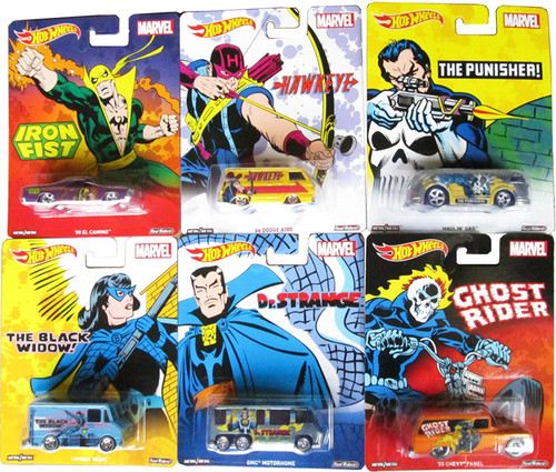 Hot Wheels Pop Culture Marvel Comic Heroes Complete Bundle of 6