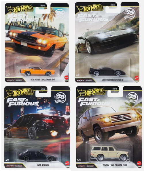 Hot Wheels Premium Fast & Furious 25th Anniversary Set of 4 HNW46-956Q
