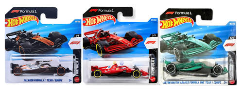 Hot Wheels Formula 1 Cars McLaren Ferrari Aston Martin Aramco Teams Short Card